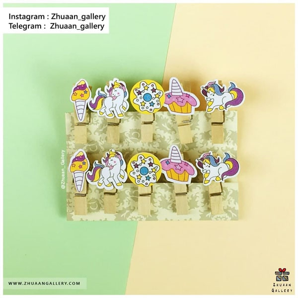 گیره چوبی Rainbow Unicorn یونیکورن