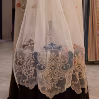 پارچه پرده ای تور گل مخملی قابی فلت ترک در 4 رنگ متنوع (پس کرایه)