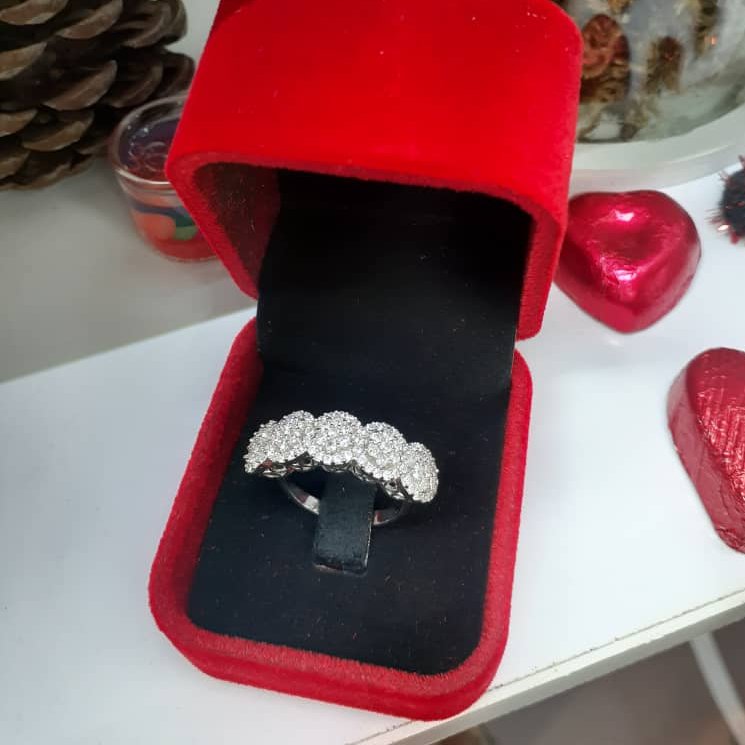 انگشتر نقره زنانه آبکاری طلا سفید و عیار925 بدون ریزش نگین