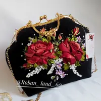 کیف مجلسی دهانه فلزی روباندوزی شده