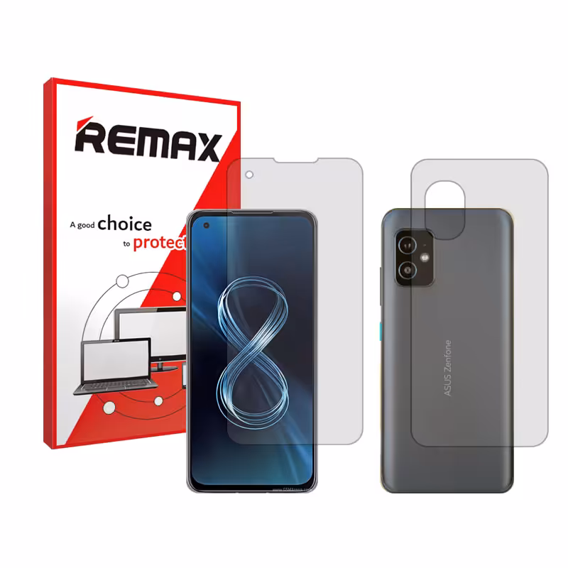 گلس صفحه نمایش و پشت گوشی ایسوس Zenfone 8 مدل شفاف برند ریمکس کد SS