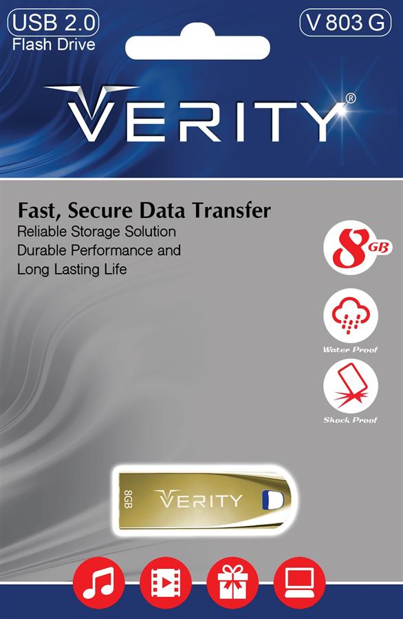 فلش مموری وریتی وی 803 گلد با ظرفیت 8 گیگابایت