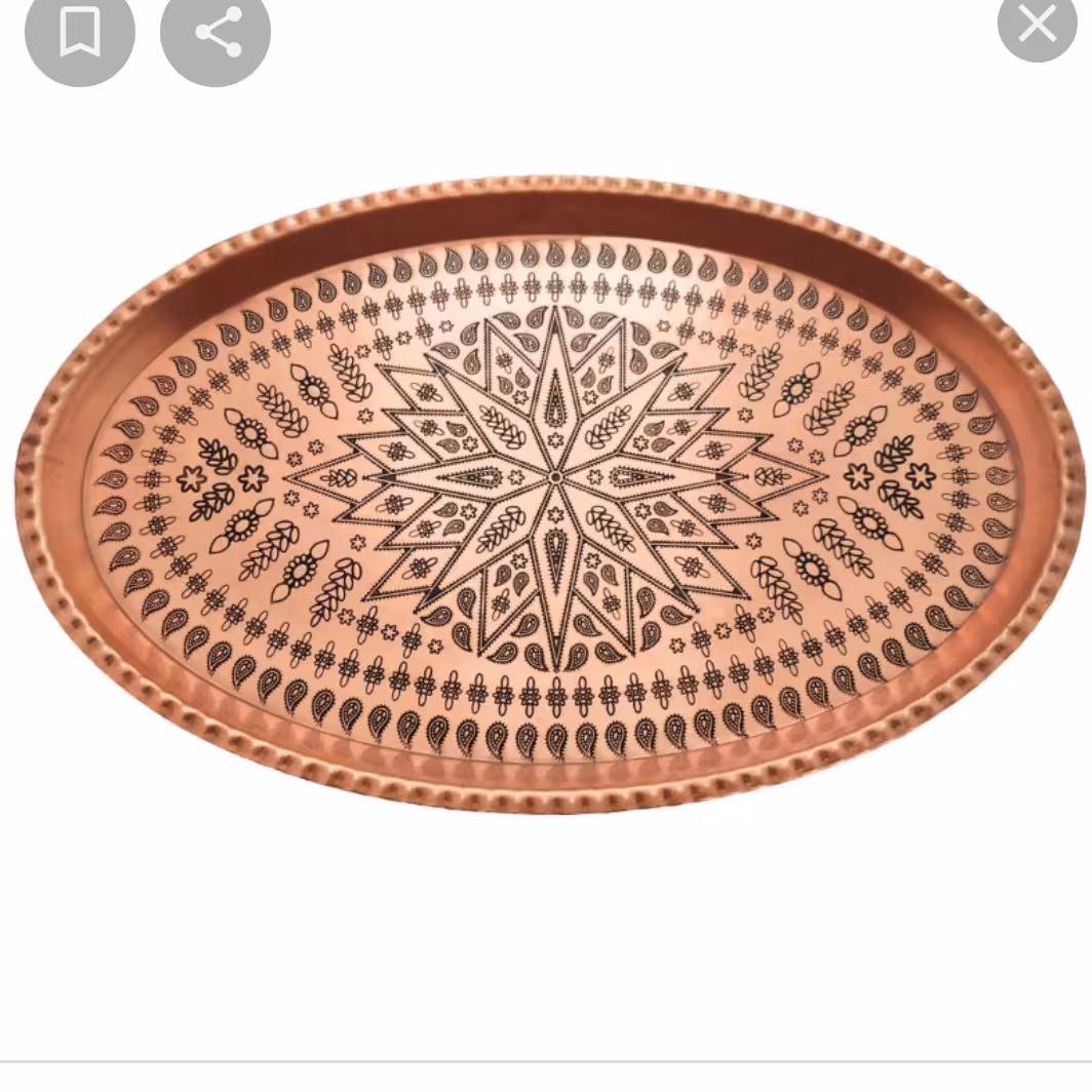 سینی بیضی انتی اکسید مسی سایز7قطرکوجک28سانتی قطربزرگ43سانتی