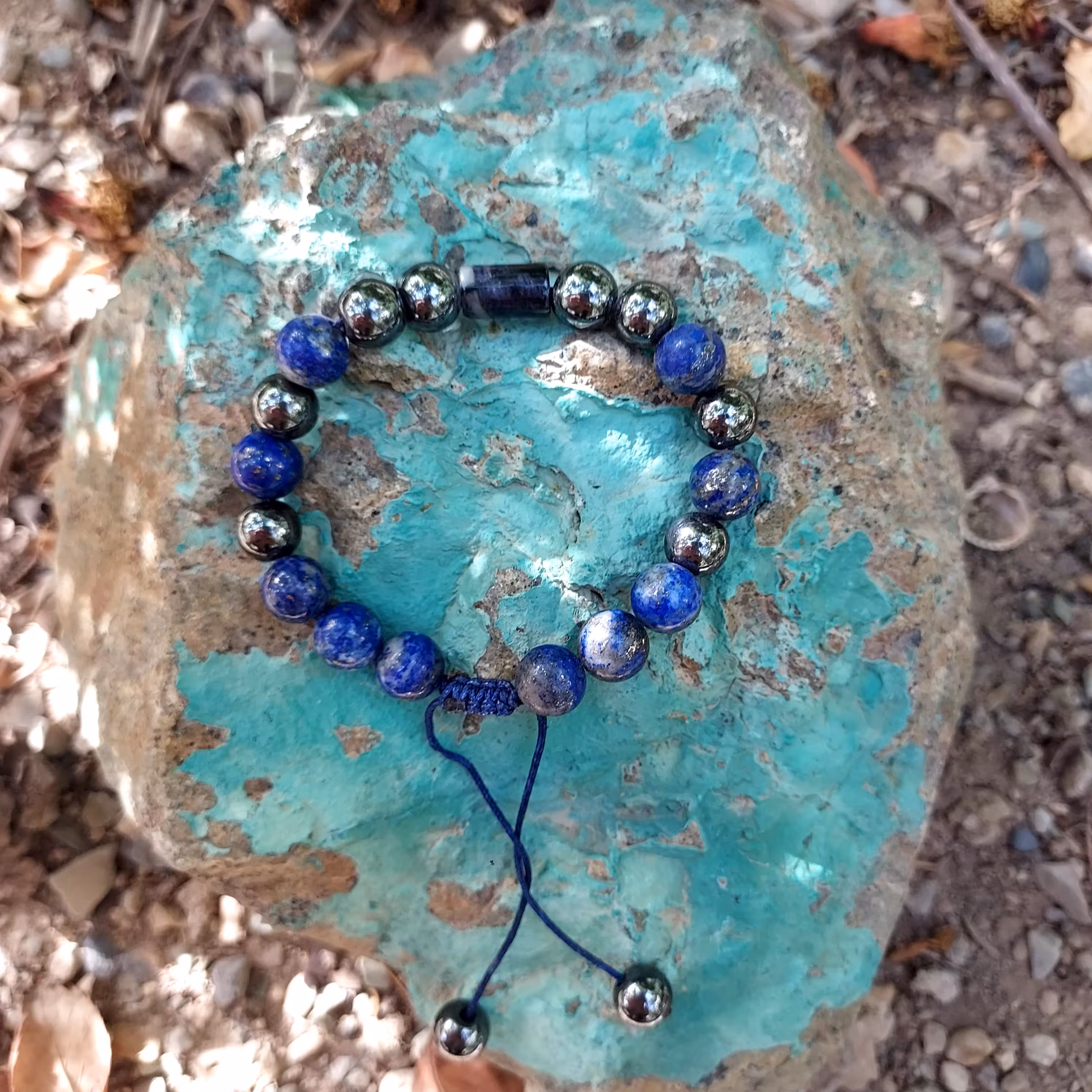 دستبند مهره های عقیق و حدید طبیعی با قابلیت تغییر سایز  