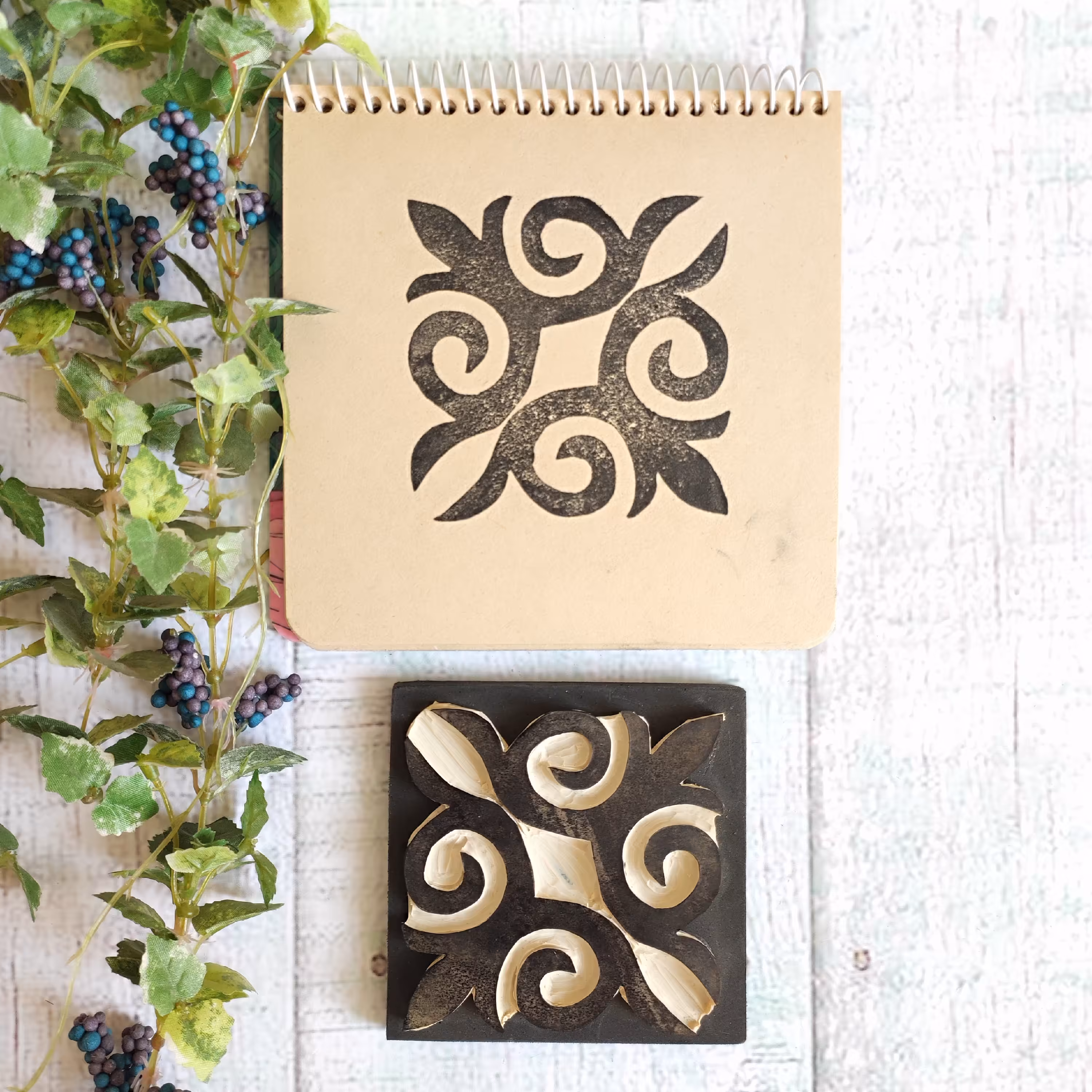 مهر دستساز لینولئوم مخصوص چاپ پارچه یا کاغذ سایز بزرگ 