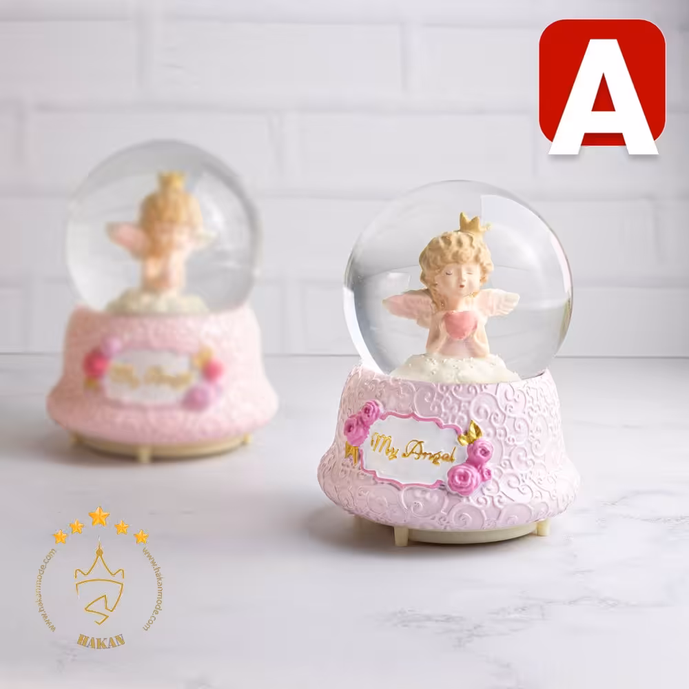 گوی موزیکال پمپی فرشته صورتی