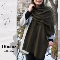 شال نخی موهر ساده سبز لجنی دارای رنگ بندی 