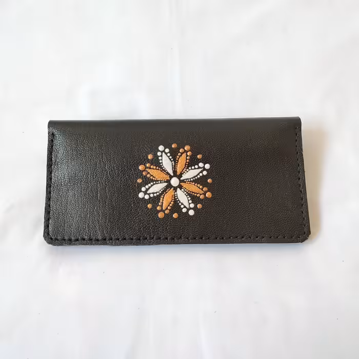 کیف پول چرم بزی نقطه کوبی شده 2 (طبیعی و دستدوز)