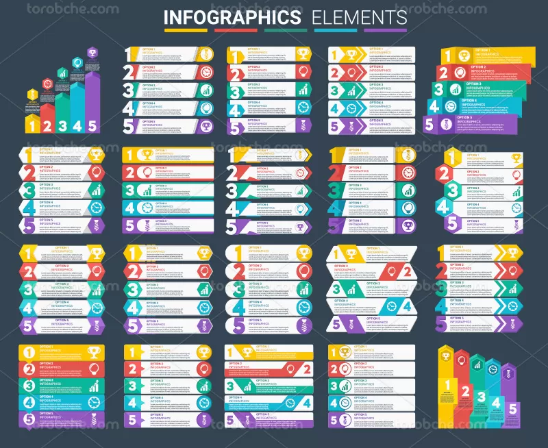 وکتور اینفوگرافیک 5 مرحله ای کسب و کار | گرافیک با طعم تربچه