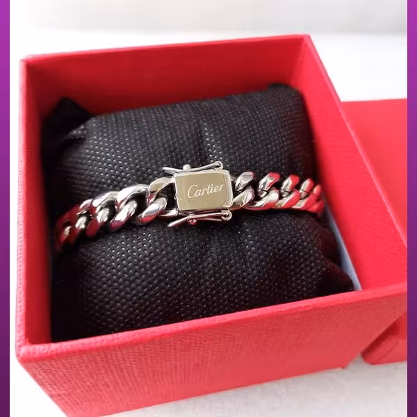 دستبند کوبایی نقره ای استیل