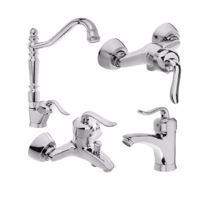 شیرآلات دسته قاصدک کروم ست 4 تیکه (ارسال با تیپاکس و به صورت پس کرایه)