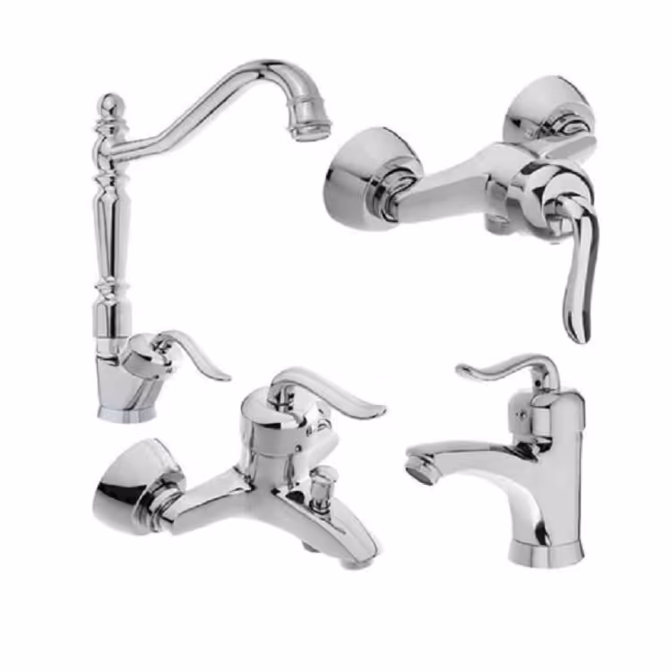 شیرآلات دسته قاصدک کروم ست 4 تیکه (ارسال با تیپاکس و به صورت پس کرایه)