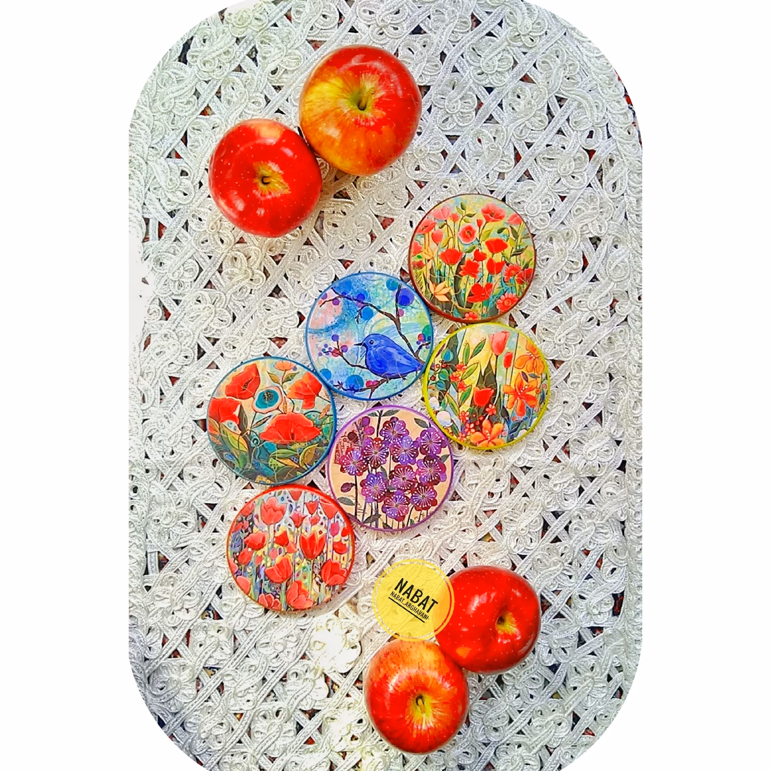 هفت سین چوبی  زیرلیوانی  تخته سرو