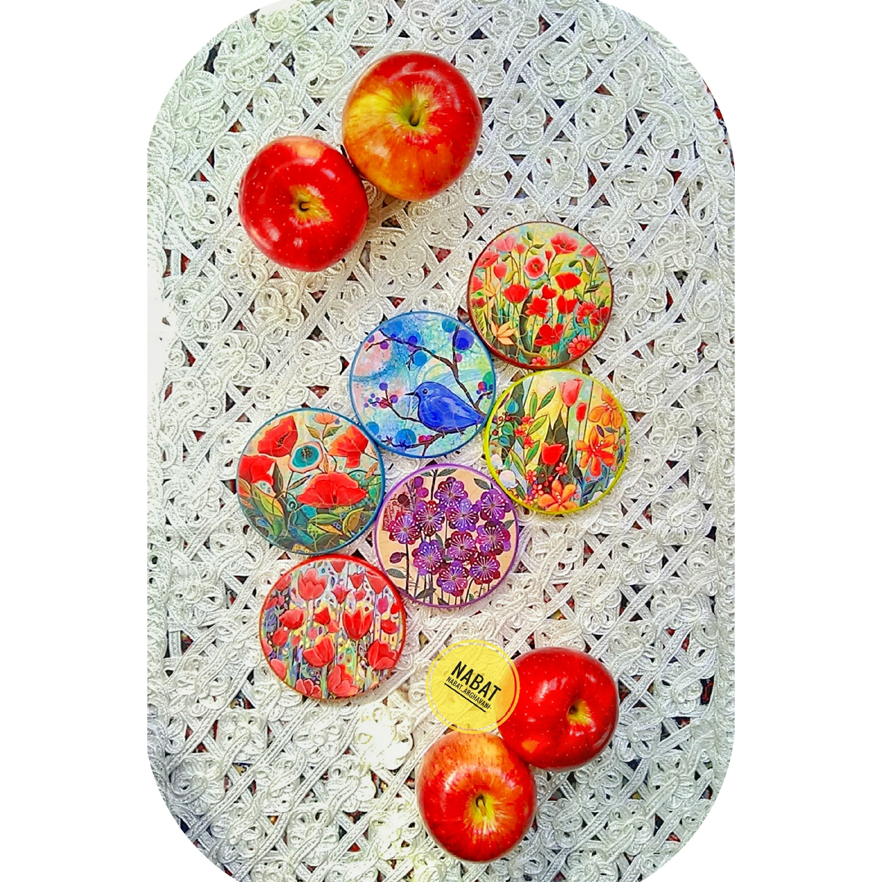 هفت سین چوبی زیرلیوانی تخته سرو