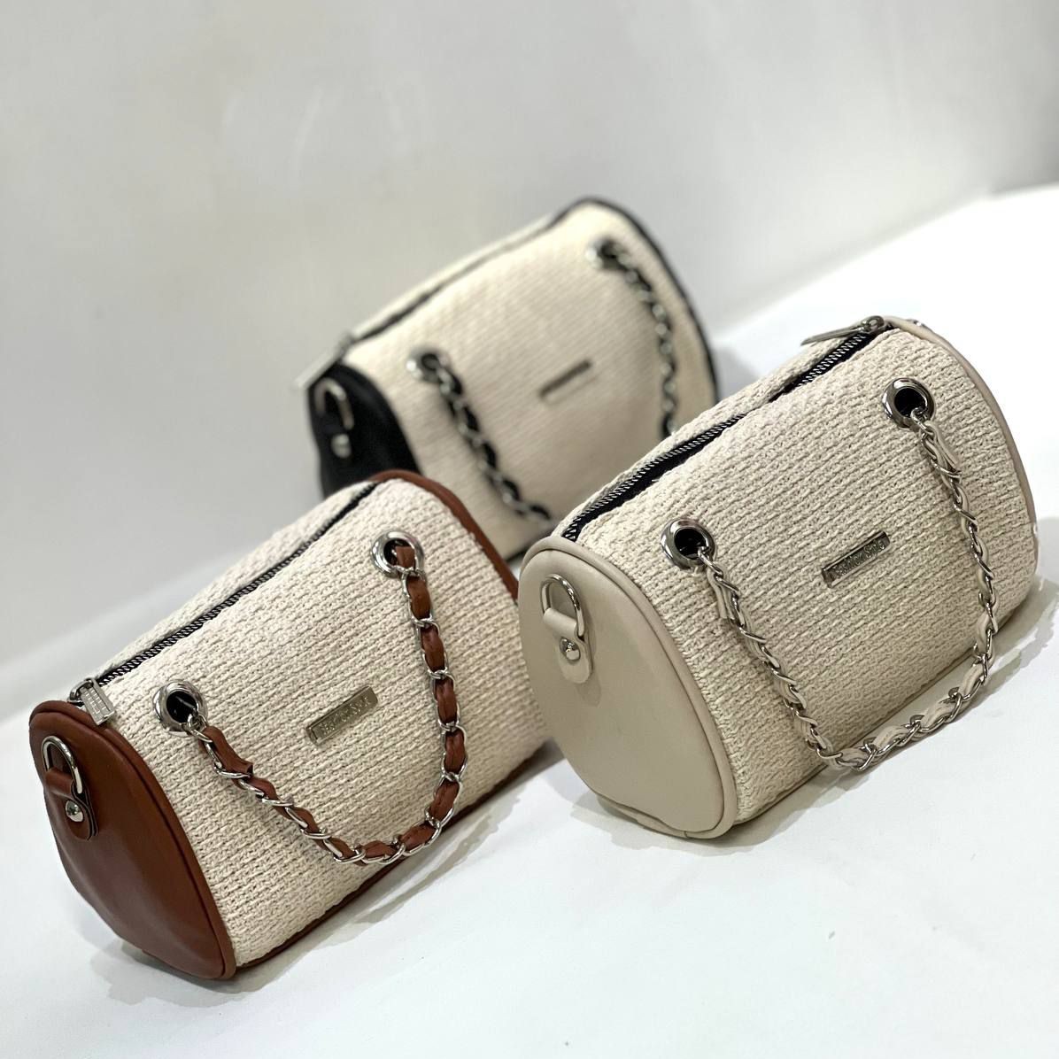 کیف دستی و دوشی زنانه کیف چرمی کیفی کنفی کیف استوانه ای کیف دخترانه شیک ارسال رایگان