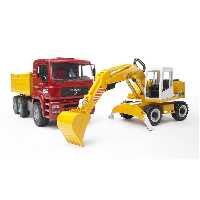 کامیون و بیل مکانیکی مان Man Construction Truck With Excavator bruder 2751