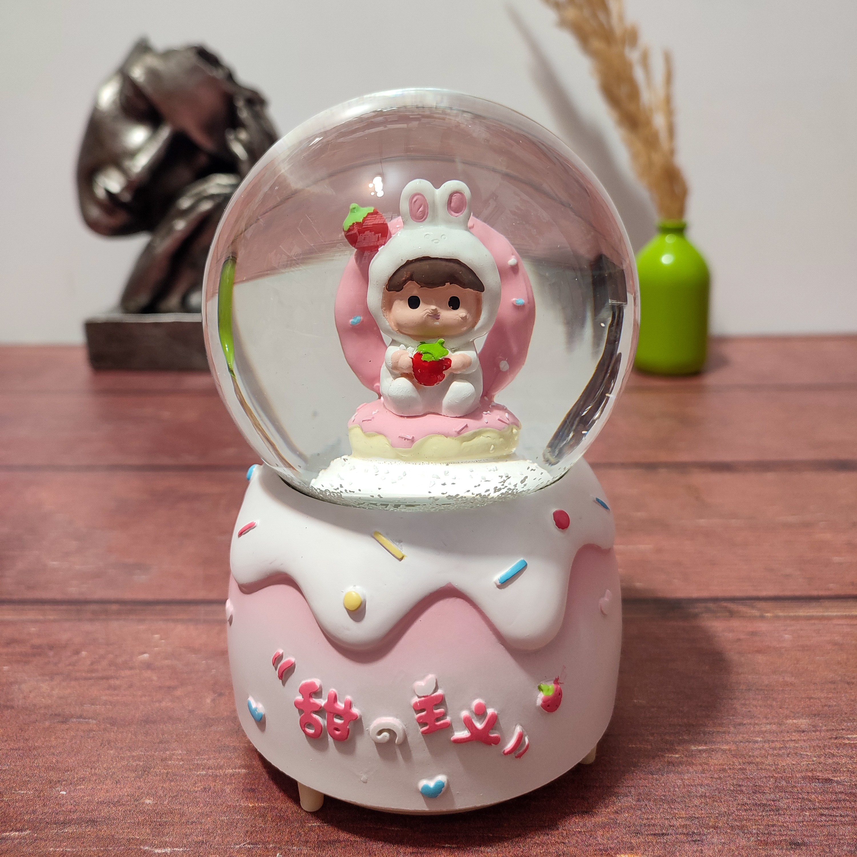 گوی پمپی موزیکال خرس تک شاخ سوار ستاره سایز بزرگ 