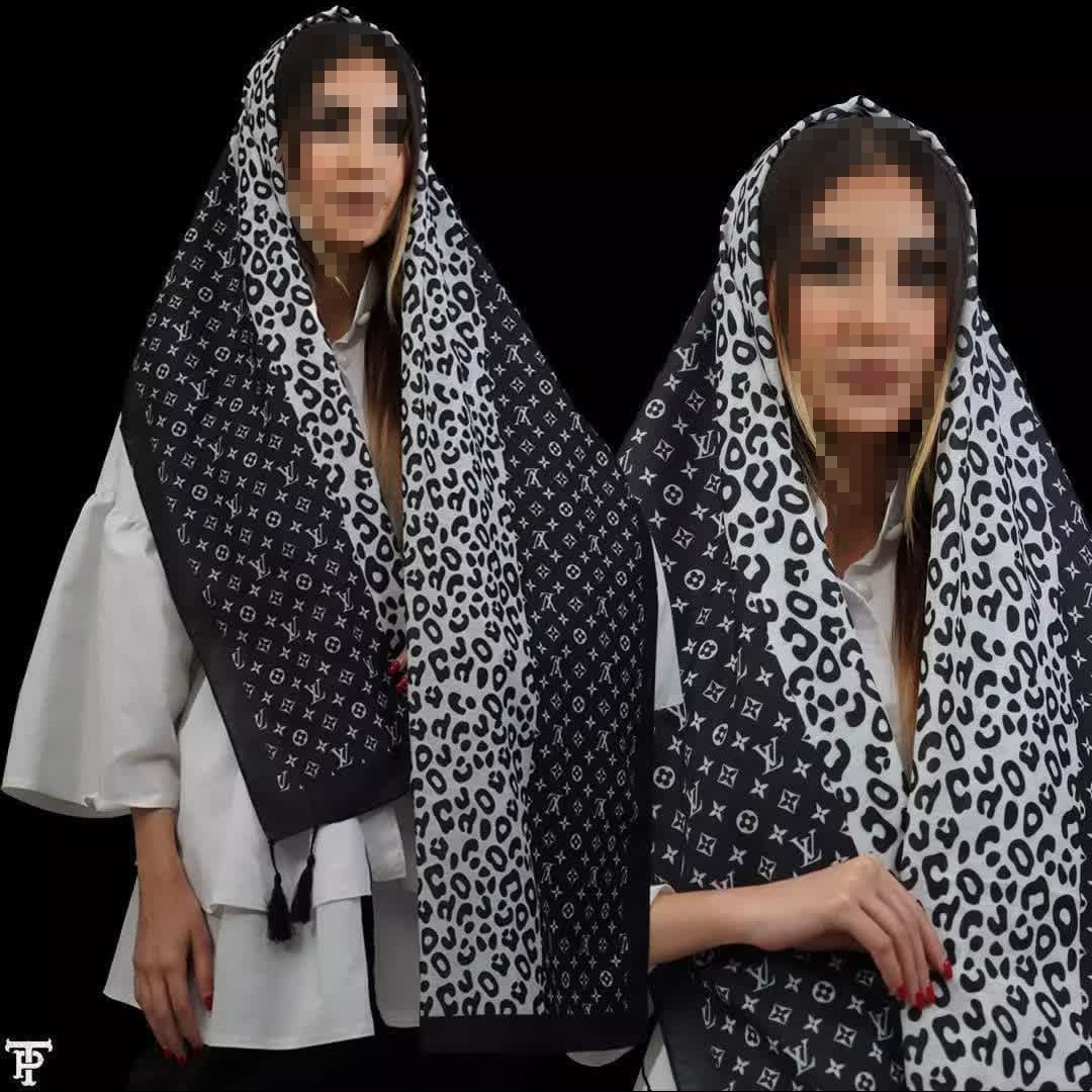 شال نخی اسلپ چاپی سفید مشکی (کد 04) ارسال رایگان