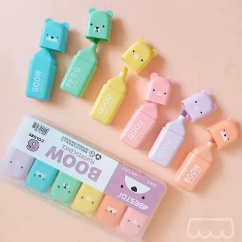 لوارم تحریر نوشت افزار فانازی ماژیک هایلایت هایلایتر شش عددی خرس