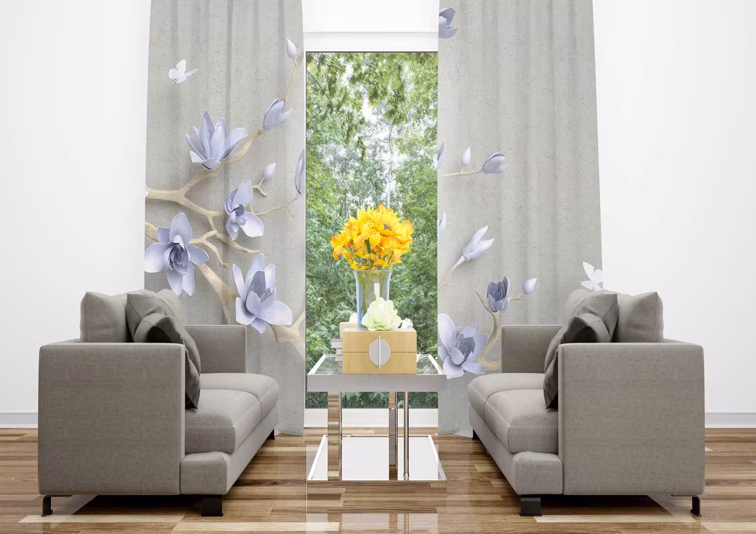 پرده تصویری گل سه بعدی