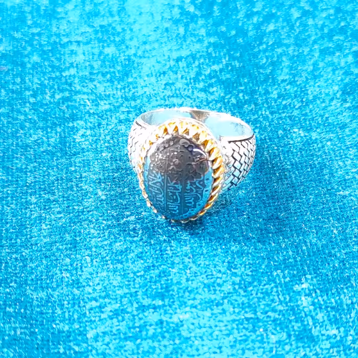 انگشتر نقره مردانه حدید صینی چنگ ریز آجری