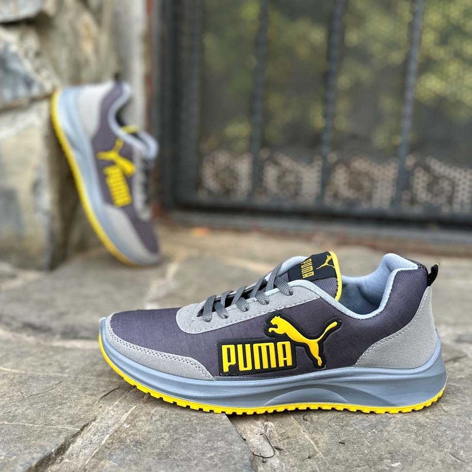کتانی سایز بزرگ PUMA خاکستری جنس رویه پارچه مش هورس جنس زیره PU