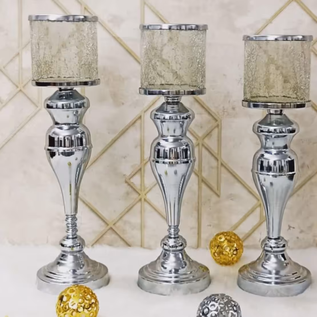 جاشمعی سه تایی مدل سناتوررنگ ثابت نقره ای وطلایی ومشکی