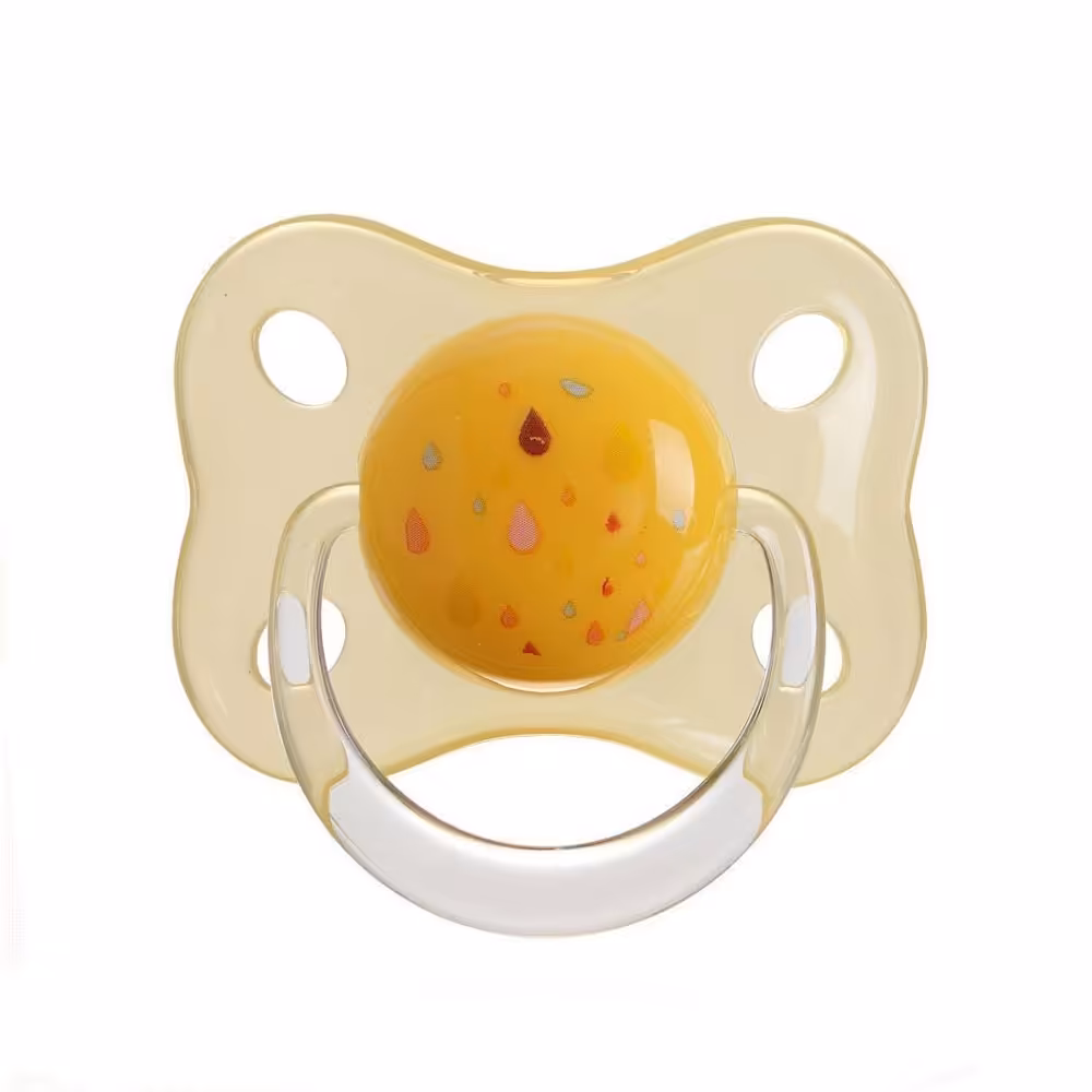 پستانک تکی ارتدونسی به همراه محفظه استریل مایکروفری رووکو rovco سایز s زرد