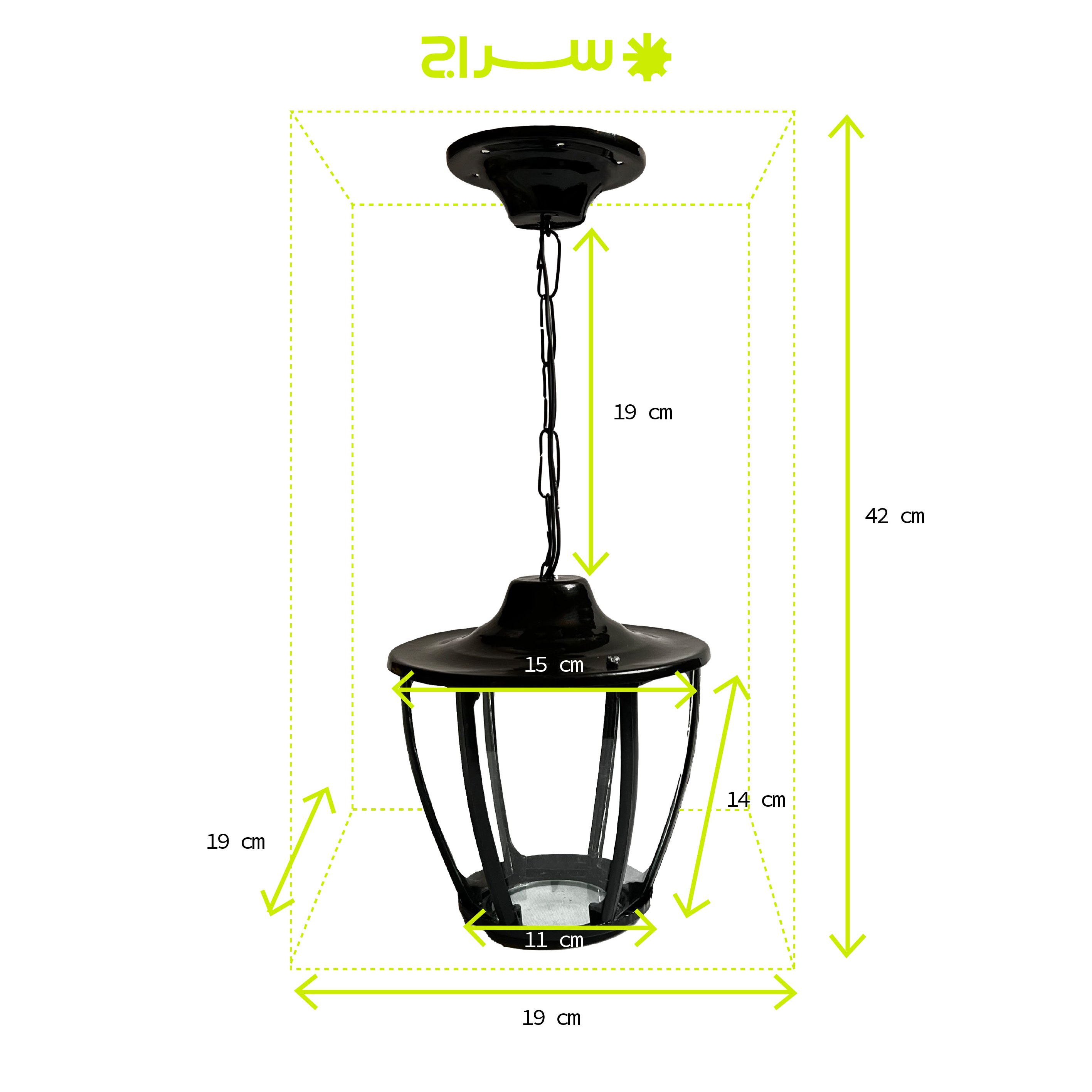 چراغ حیاطی،پارکی، محوطه،باغی، آویز فلزی مدل C-1TC (پس کرایه)