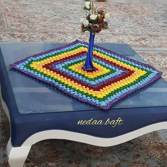 رومیزی بافتنی موتیف مادربزرگ