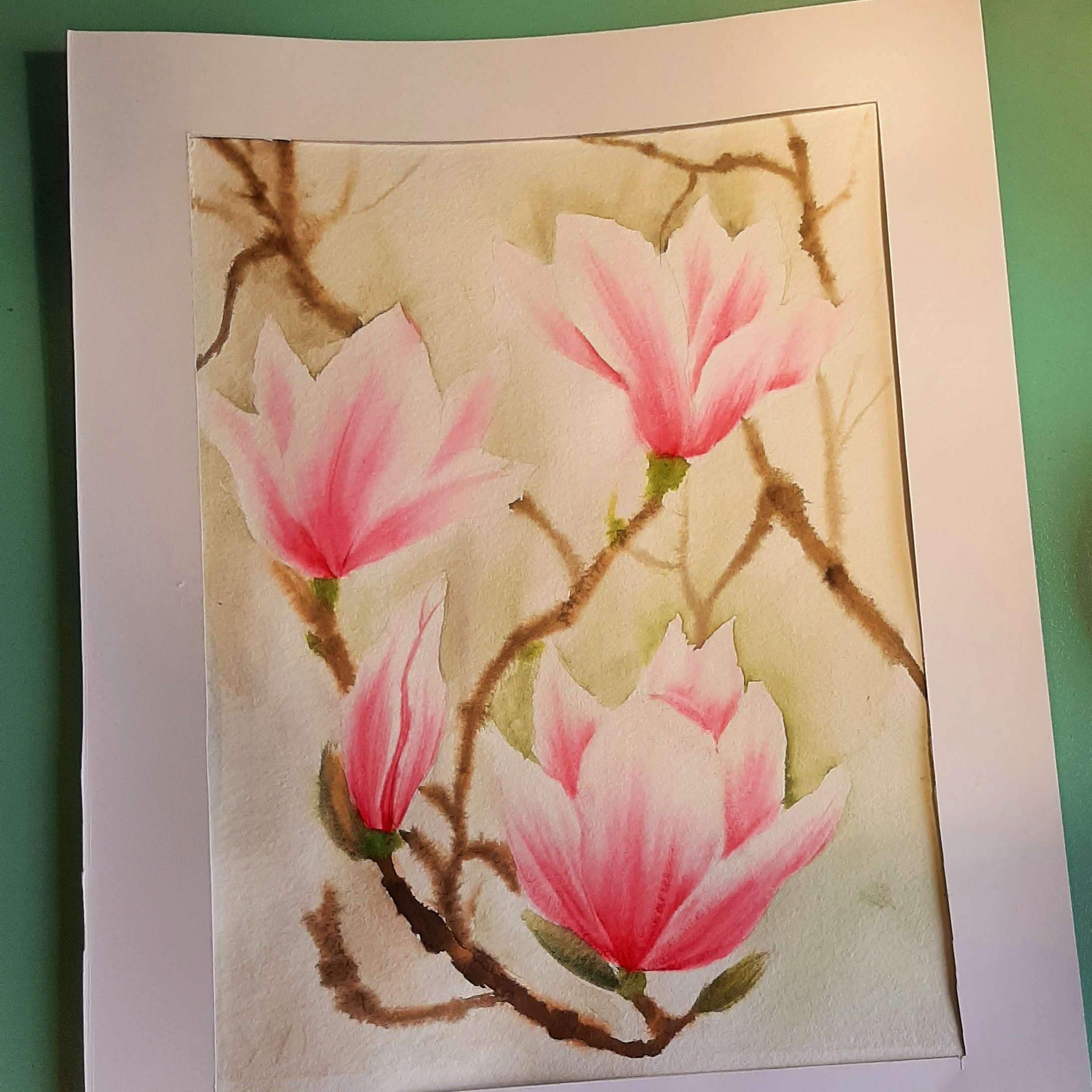 نقاشی آبرنگ همراه با پاسپارتو بدون قاب