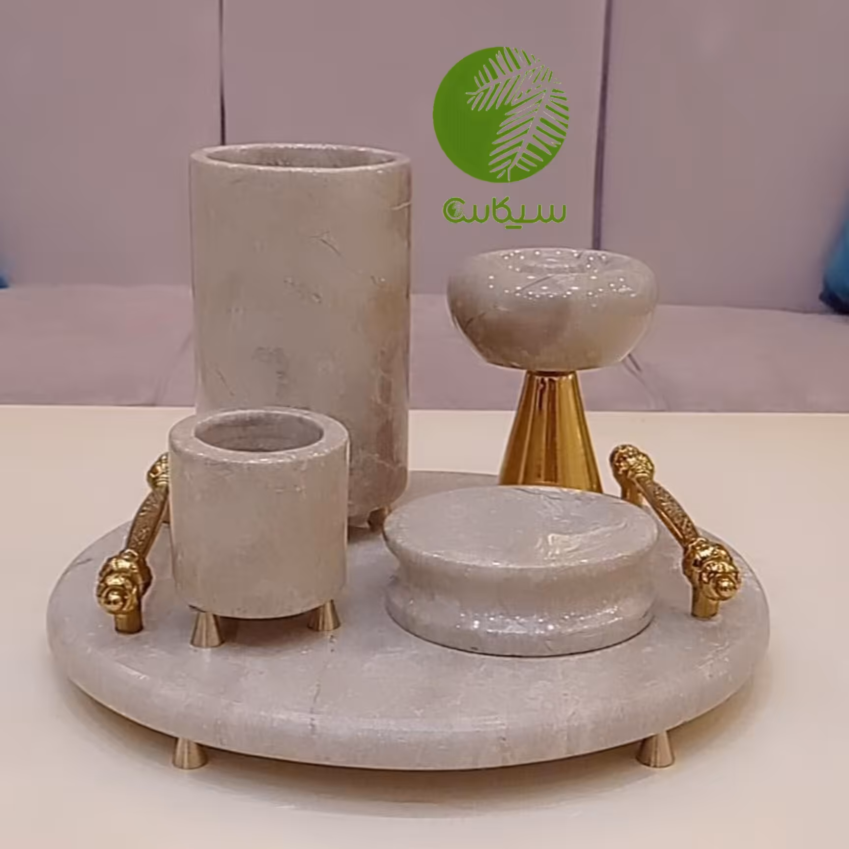 ظروف سنگی سینی ست پنج تکه