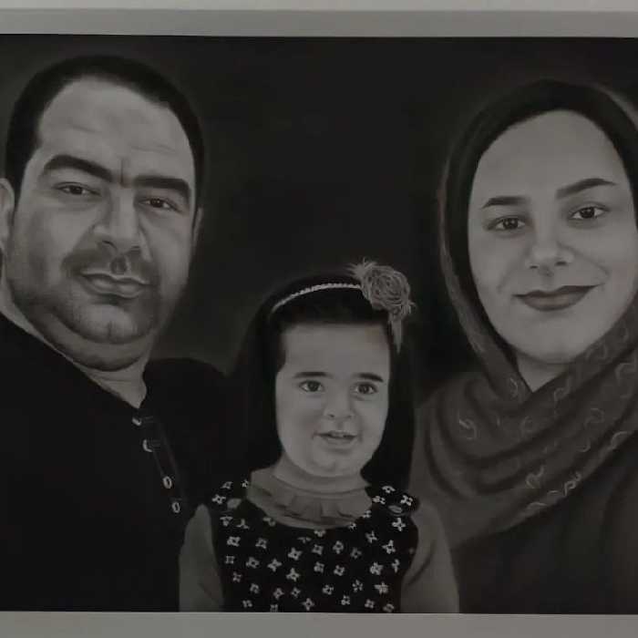 سیاه قلم پرتره چهره سه چهره 50در70