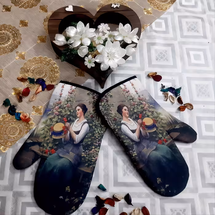 دستکش فر سوپرایز  جادویی میکروفایبر اعلا نانو طرح دار چاپی طرح دختر روستائی 