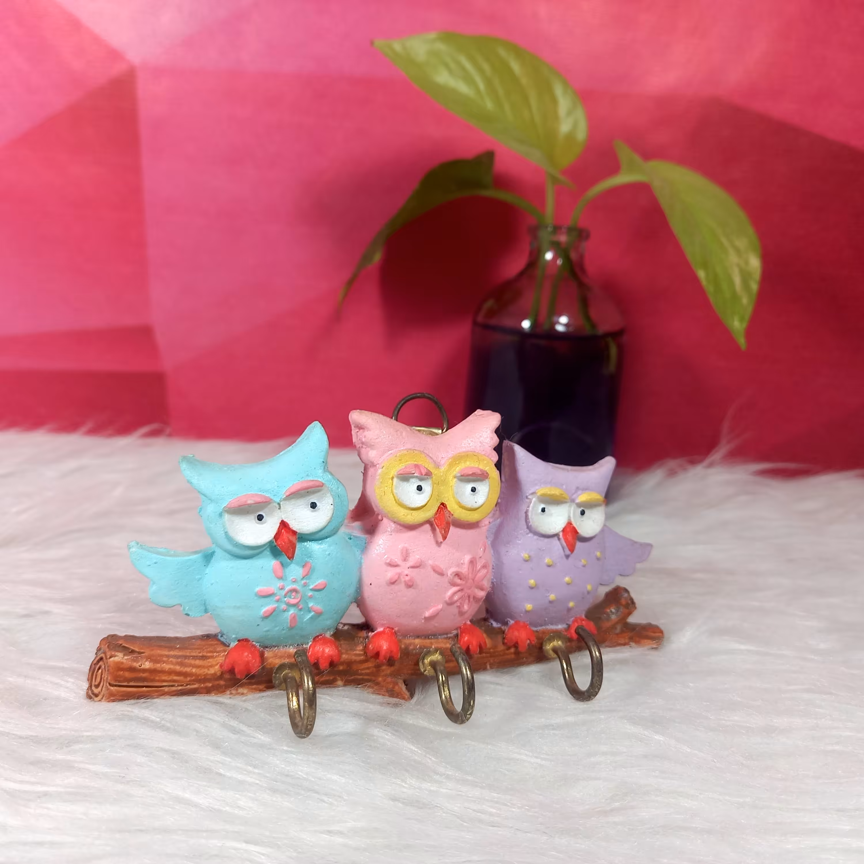 جاکلیدی دیواری جغدی پلی استر-جاکلیدی جغد-جاکلیدی پلی استر-جاکلیدی فانتزی-گلدونه