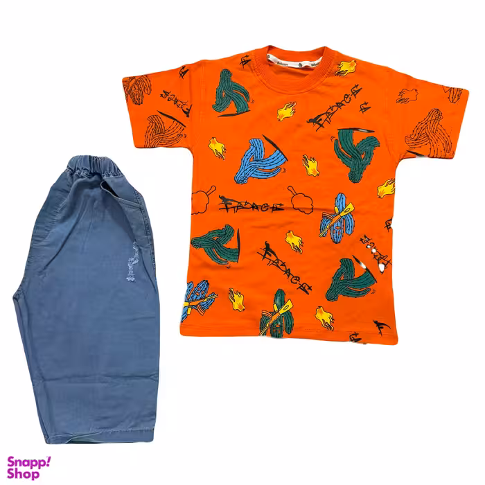 ست تیشرت و شلوارک اسپرت آذین پوش طرح کاکتوس کد 04