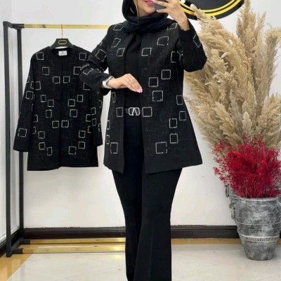 کت مانتویی نگینی مربعی