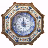 ساعت هشت ضلعی گل ومرغ خاتم کاری شده