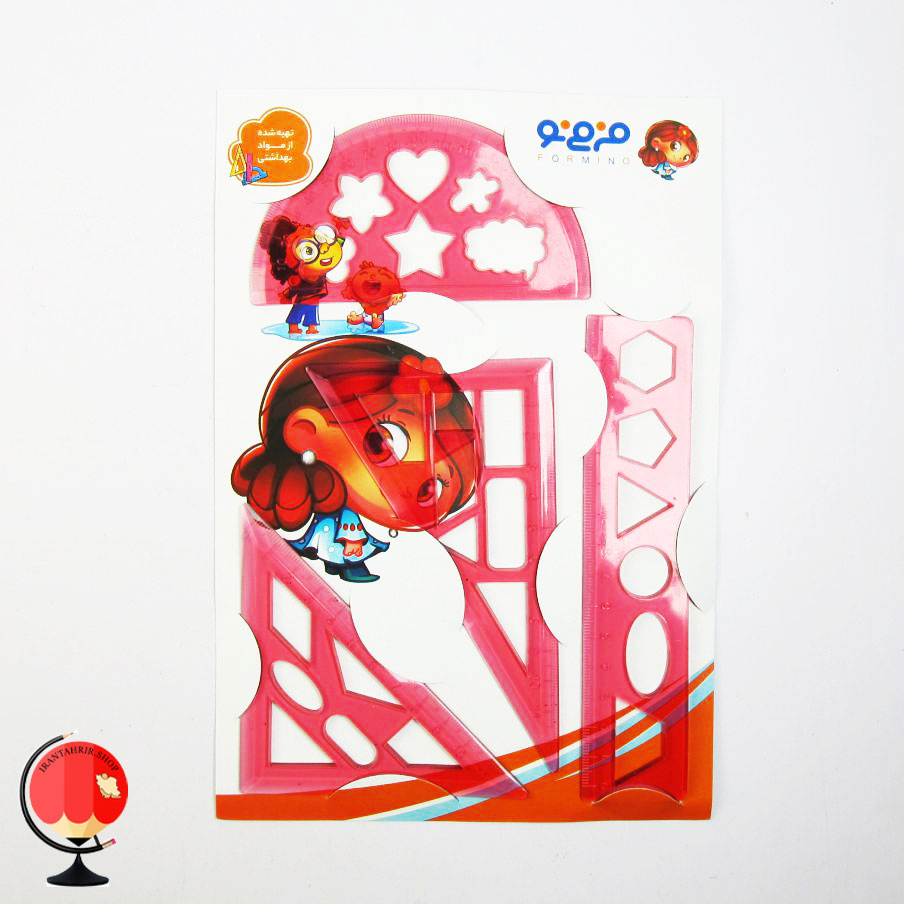 ست گونیا نقاله خط کش ژله ای قرمز رنگ فرمینو