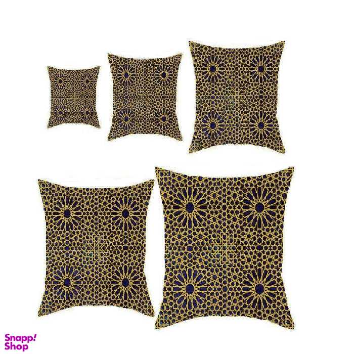 کوسن رنس کد S5-10097 مجموعه 5 عددی کوچک تا بزرگ رنگ زرد