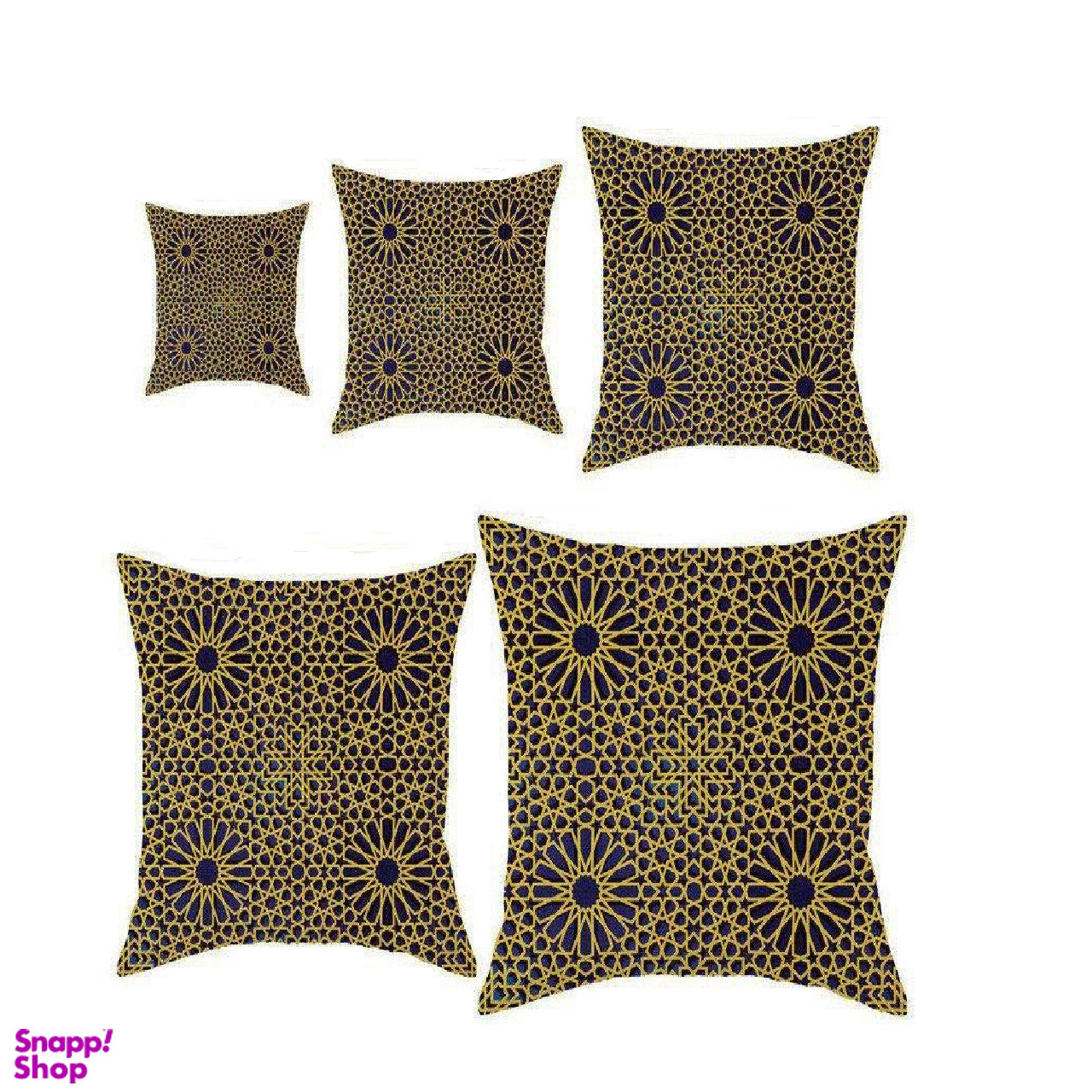 کوسن رنس کد S5-10097 مجموعه 5 عددی کوچک تا بزرگ رنگ زرد