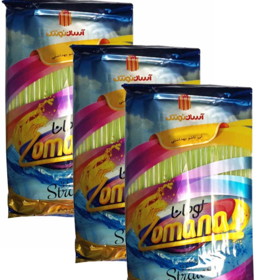 نی نوشابه   در دو برند  لومانا و رنگین سفره 3 بسته 100عددی  دارای چندین رنگ جور