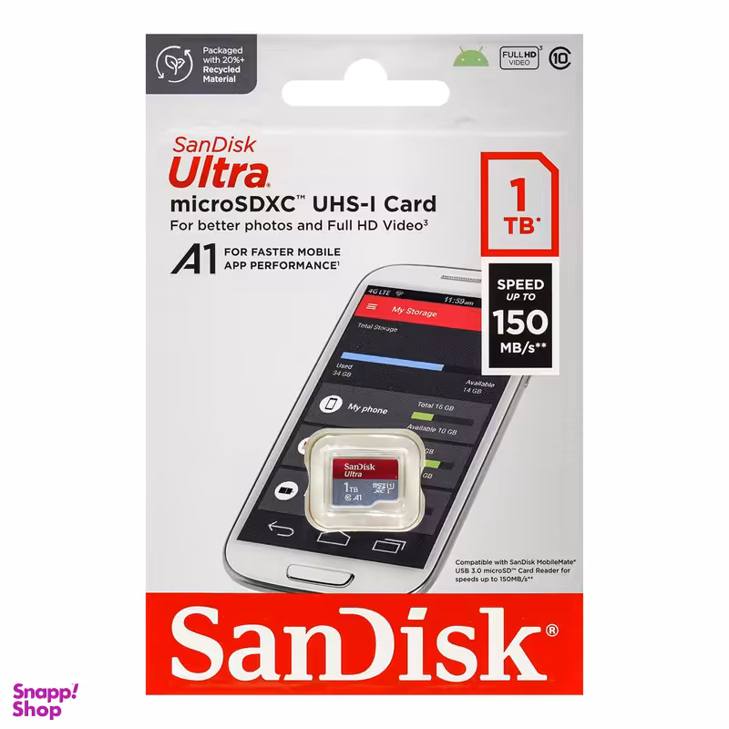 کارت حافظه microSDXC سن دیسک مدل Ultra کلاس 10 استاندارد UHS-I A1 سرعت 150MBps