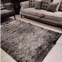 گلیم فرش ماشینی ساوین طرح 4119 نقره ای مشکی سایز 1 در 1.5 (موجودی بگیرید)