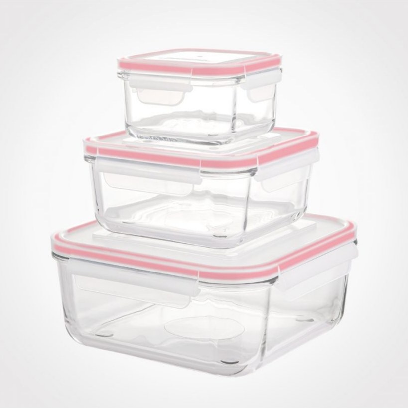  ست ظرف شیشه ای 6 پارچه مربع لیمون