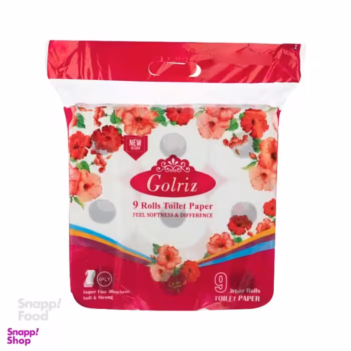 دستمال توالت گلریز (Golriz) مدل ساده بسته 9 عددی