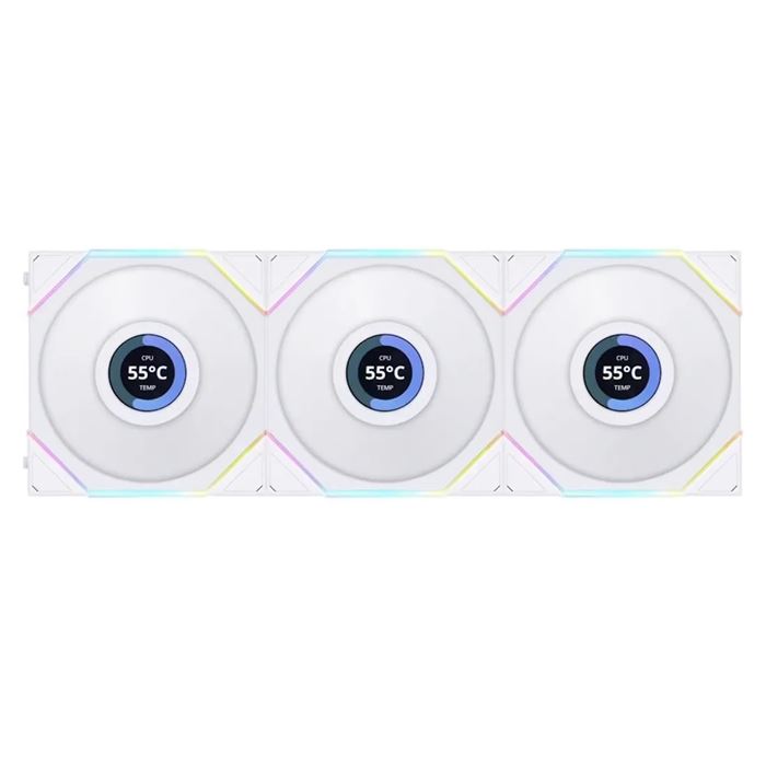 فن کیس لیان لی سفید مدل Uni Fan TL LCD 120 RGB (3 عددی)