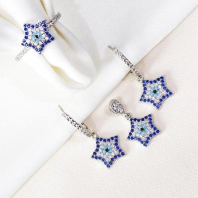 نیم ست نقره چشم و نظر مدل ستاره ای عیار 925 کد 1613