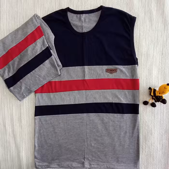 ست  تاپ و شلوارک ورزشی ملانژ نخ پنبه  تامی جینی و عمده در سه سایز 