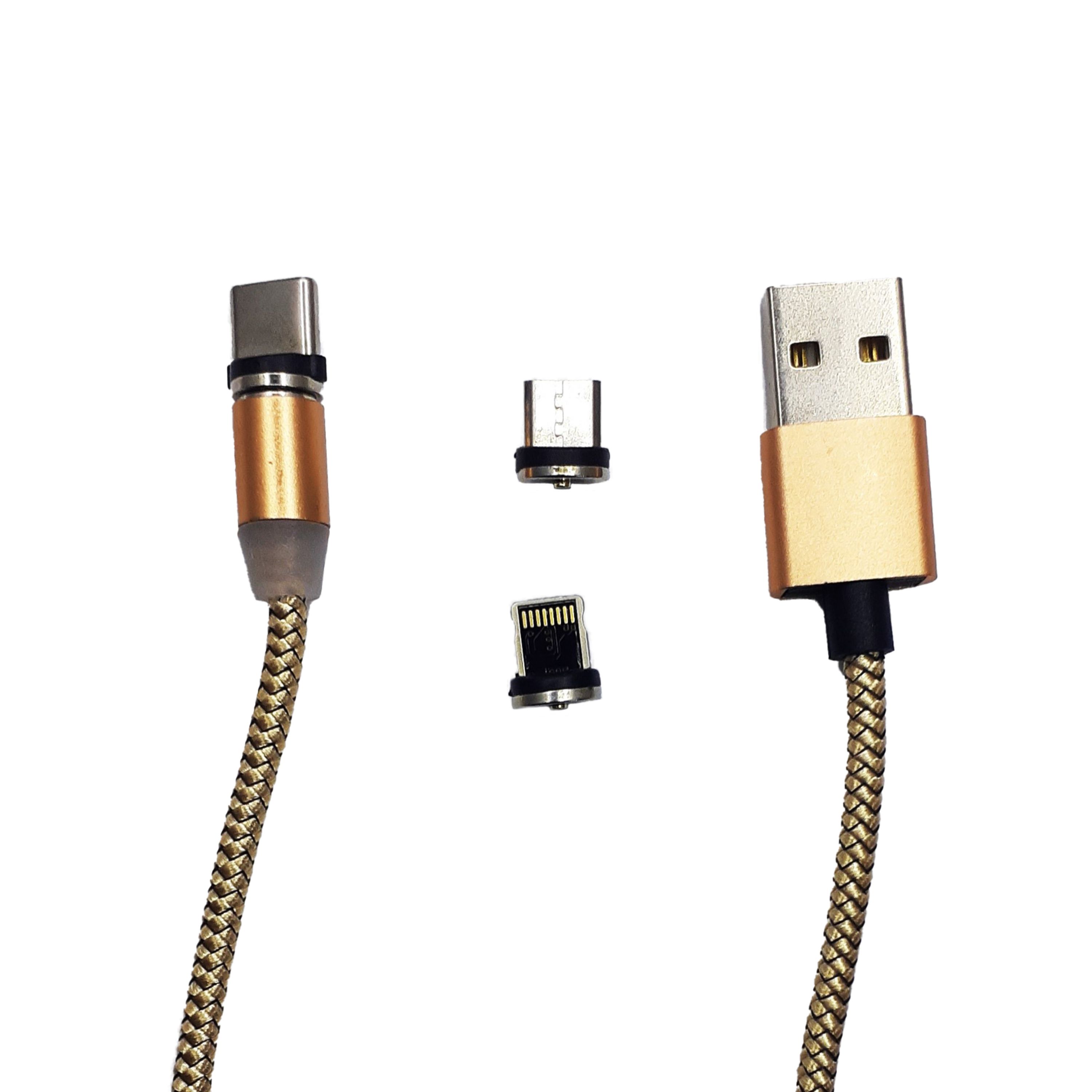 کابل تبدیل مغناطیسی USB به microUS - لایتنینگ -USB-C مدل X-LMT طول 1 متر